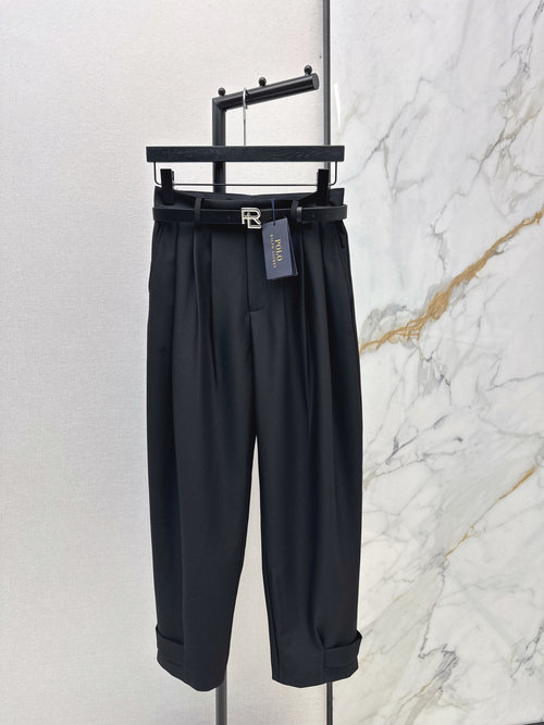 Polo Ralph Lauren Equestrian Style Cuffed Trousers with Pleated Design