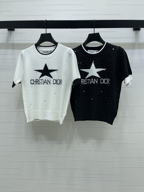 Dior Premium Knit Short Sleeve with Star Embroidered