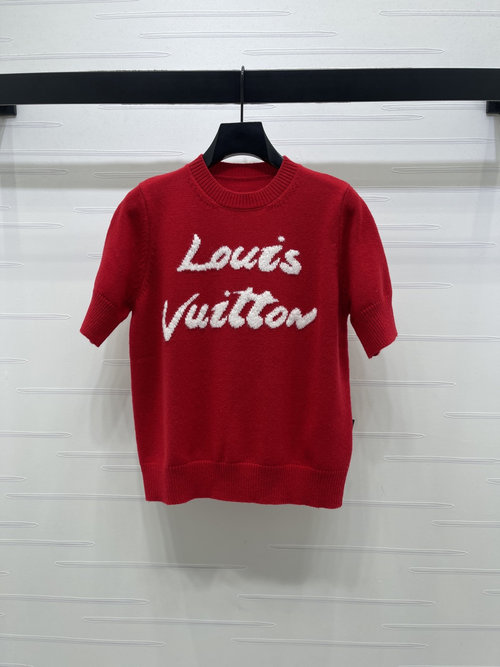 Louis Vuitton 3D Crochet Round Neck Knit Short Sleeve Top