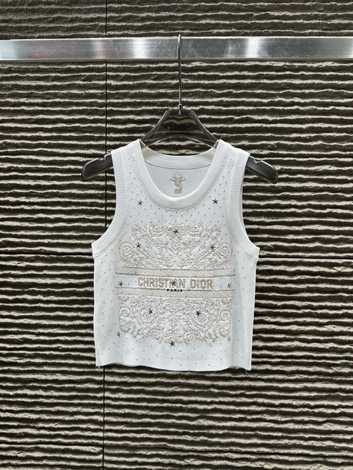 Dior Heavy Embroidered and Studded Knit Vest