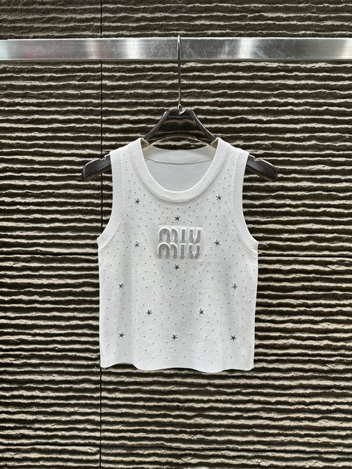 Miu Miu Knit Vest with 3D Stamped Studded Letters
