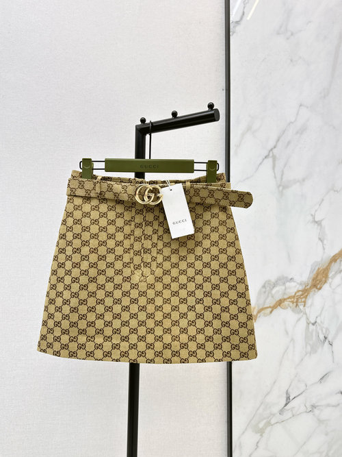 Gucci Classic Jacquard Belted A - line Mini Skirt, High - end