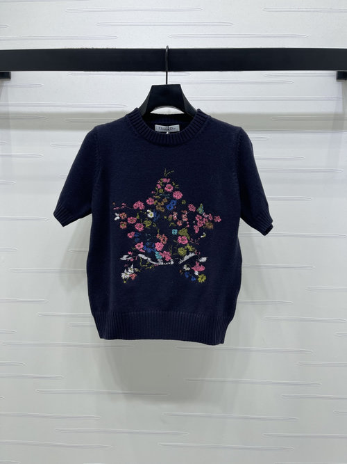 Dior Star Embroidered Knit Top with Elegant Design