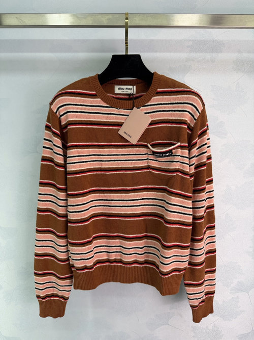 Miu Miu Striped Wool Knit Top for Casual Wear