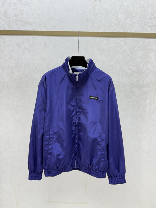 Miu Miu Purple Solid High Neck Long Sleeve Cardigan