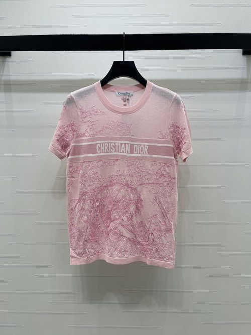 Dior Elegant Knit Short-Sleeve with Jungle Embroidery