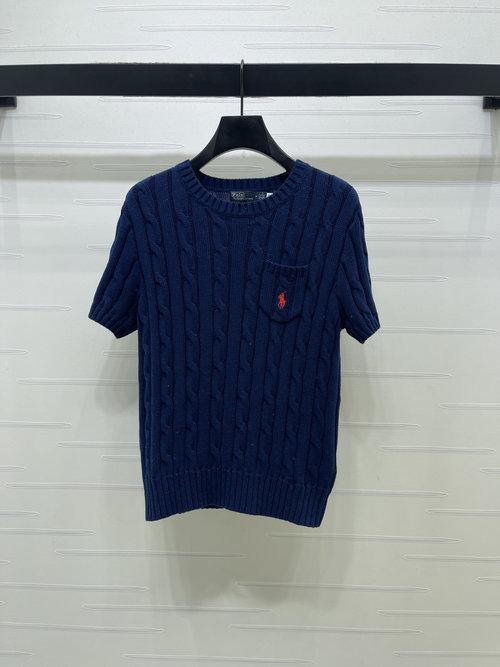 Polo Ralph Lauren Premium Knit Short-Sleeve Sweater with War Horse Embroidery