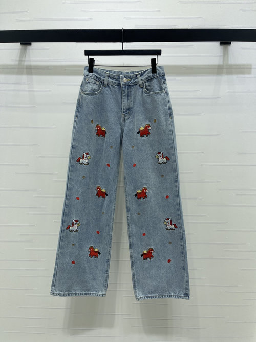 Chanel Embroidered Pony Jeans for Elegant Look