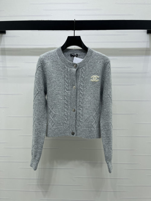 Chanel Elegant Twisted-knit Cardigan with Double C Logo
