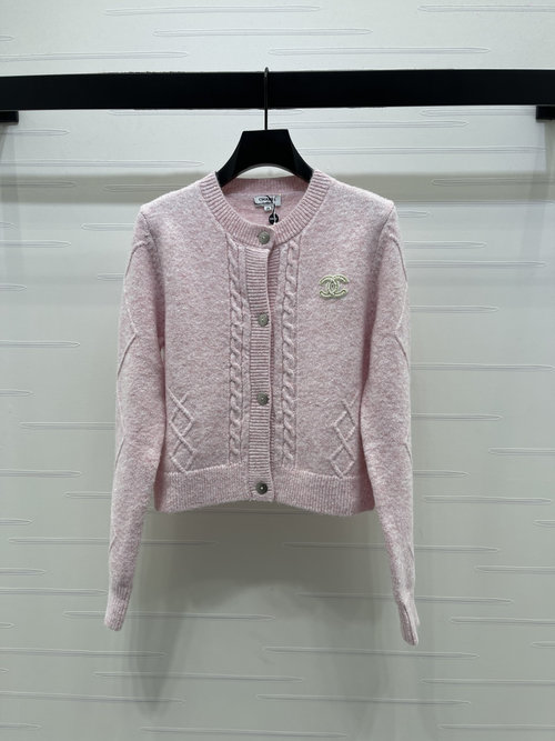 Chanel Elegant Twisted-knit Cardigan with Double C Logo