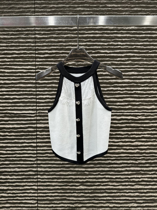 Miu Miu Miu Miu Lace-Trimmed Knit Tank