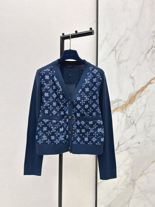 Louis Vuitton Floral-Printed Knit Sweater with Unique Design