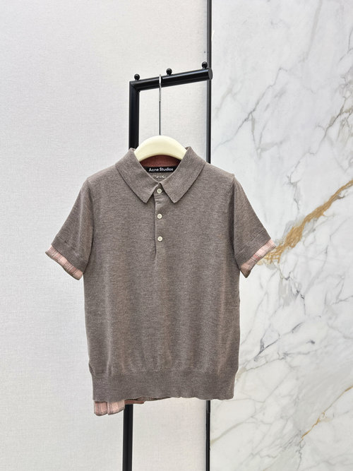 Dior Polo Collar Grid Wool Knit Short Sleeve in Versatile Style