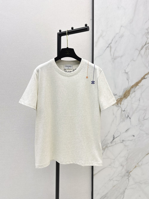 Chanel Logo Letter Pattern High - Density T - Shirt with Fine Details