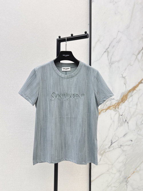 Loro Piana Early Spring Logo Letter Embroidery Washed T-Shirt, Great Details