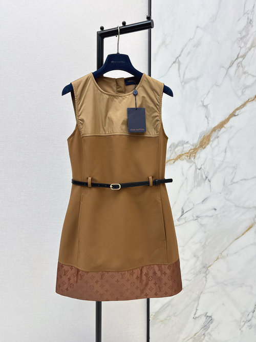 Louis Vuitton Sleeveless Patchwork Design Elegant Flattering Dress