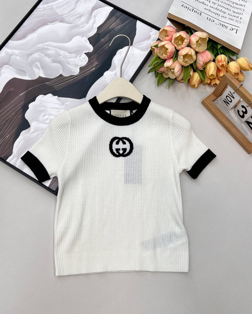 Gucci Classic Letter Jacquard Knit Short Sleeve, Comfortable
