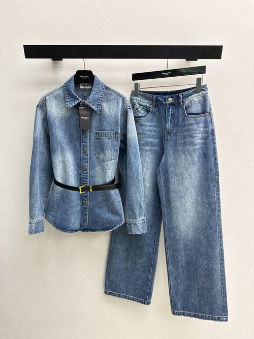 Loro Piana Exclusive Cowboy Suit with Belt, Elegant and Slimming