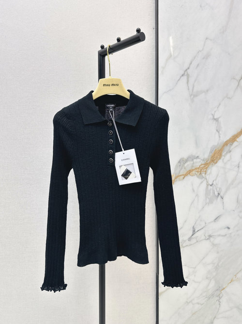 Chanel Elegant Slimming Cotton Polo Neck Base Layer