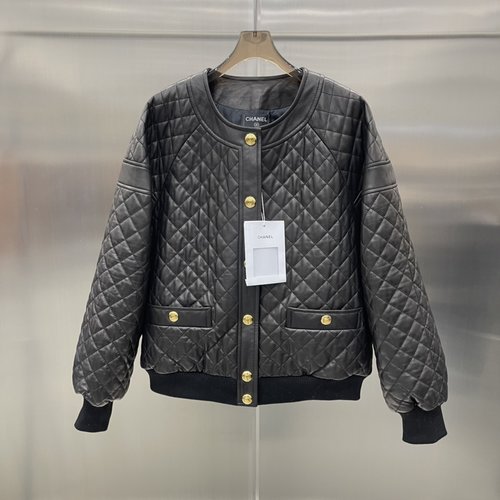 Chanel Exclusive Vintage-style Sheepskin Padded Coat with Logo
