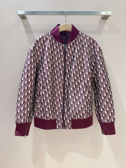 Dior Fashionable Damask Baseball Jacket with Zipper Design