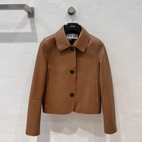 Loewe Elegant and Versatile Star - style Leather Jacket in Imported Lambskin