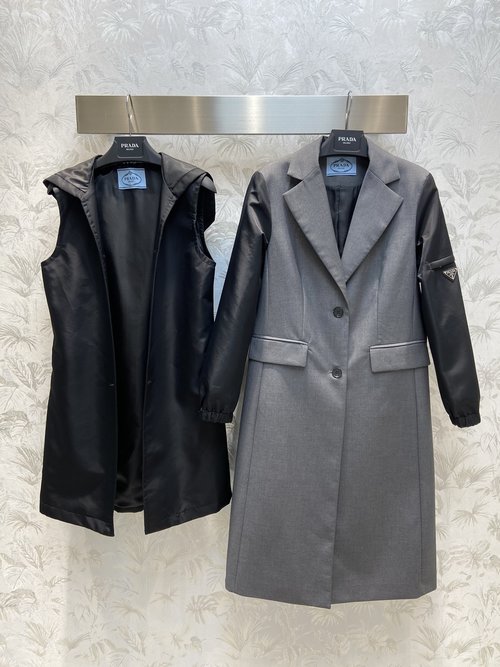 Dior Two-Piece Long Nylon-Wool Blazer with Belt