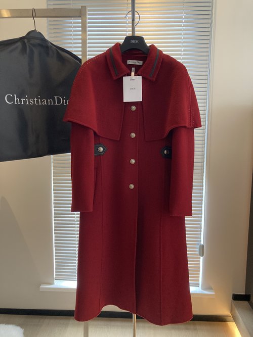 Dior High - end Cashmere Cloak - style Coat with Retro Buckles