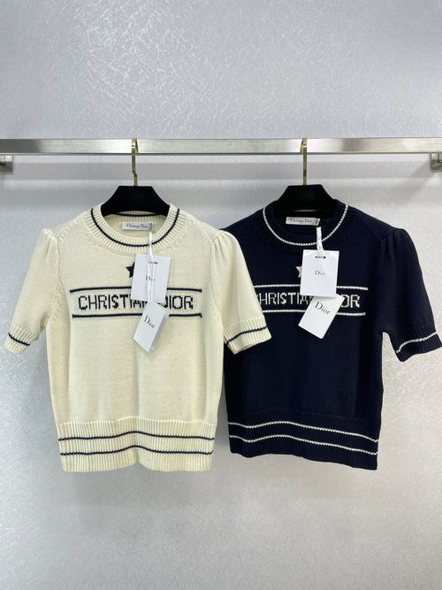 Dior Wool Knitted Embroidered Short Sleeve Shirt