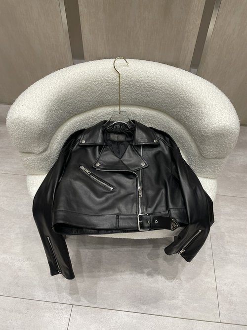 Prada Versatile Leather Motorcycle Jacket of High Quality