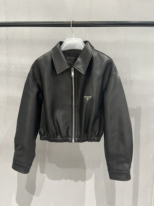 Prada Sheepskin Wide - style Baseball Jacket, Simple and Versatile