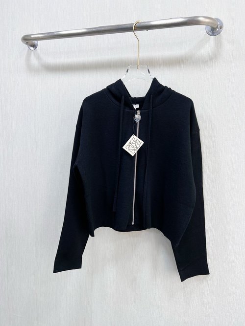 Loewe Wool Zip-up Sweater with Back Relief Letters