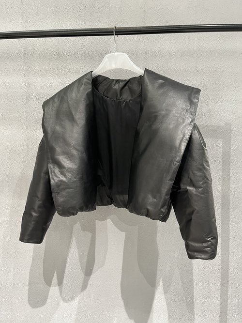 Yves Saint Laurent Embroidered Cowhide Down Jacket with Retro Aesthetic