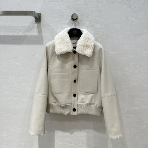 Hermes Premium Sheepskin Quilted Jacket with Detachable Collar, Exclusive First Release