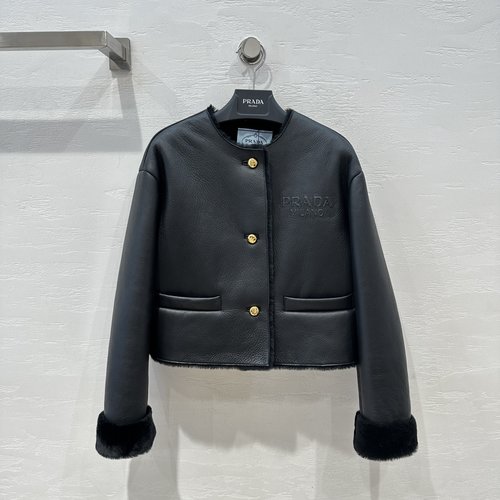 Prada Exclusive Montone Series Fur Jacket with Handmade Accent and Versatile Design