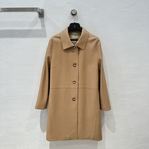 Hermes Exclusive High-End Original Litchi Grain Sheepskin Trench Coat