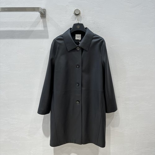 Hermes Classic H-Style Lambskin Trench Jacket with Fine Texture