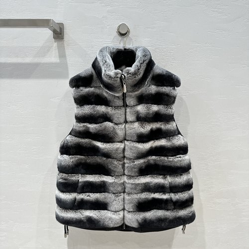 Loro Piana Exclusive Imported Rex Rabbit Hair Collar Goose Down Vest