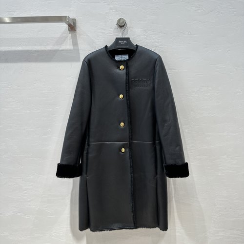 Prada Exclusive Montone Series American Fur Coat with Handmade Embellishment