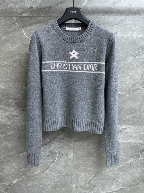 Dior Round-Neck Knit Sweater with Star Pattern, Classic Spring Collection