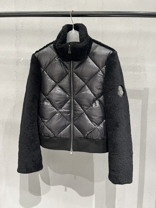 Moncler Ultra-Soft Shearling Sleeve Down Jacket for Superior Comfort