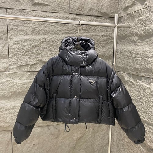 Prada Detachable - Sleeve Hooded Down Jacket Convertible to Vest
