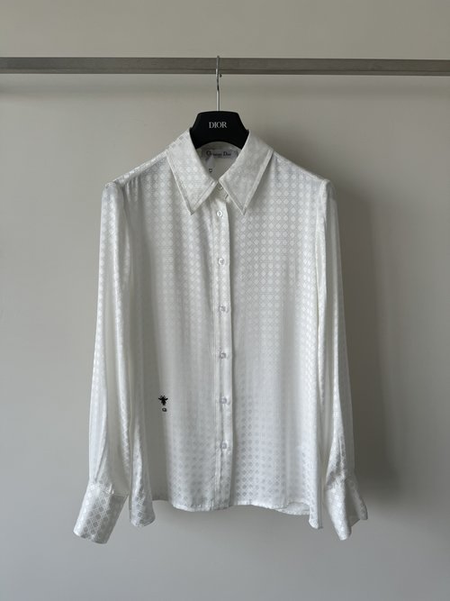 Dior Diamond Pattern Blouse with Classic Bee Embroidery