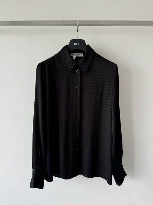 Dior Diamond Pattern Blouse with Classic Bee Embroidery