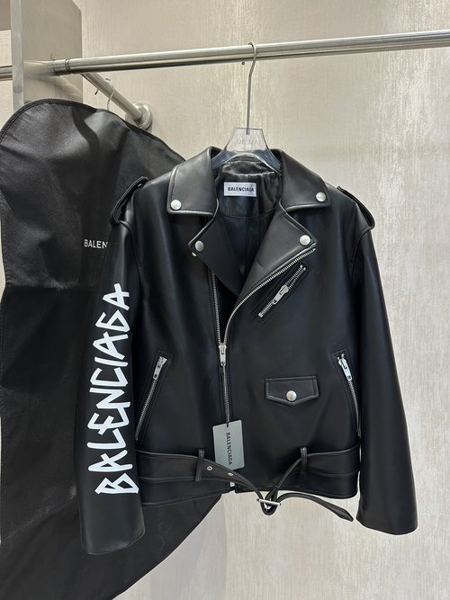 Balenciaga High-quality Lambskin Motorcycle Jacket