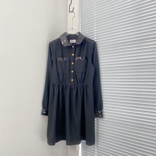 Celine Glittery Dress with Golden Logo Buttons