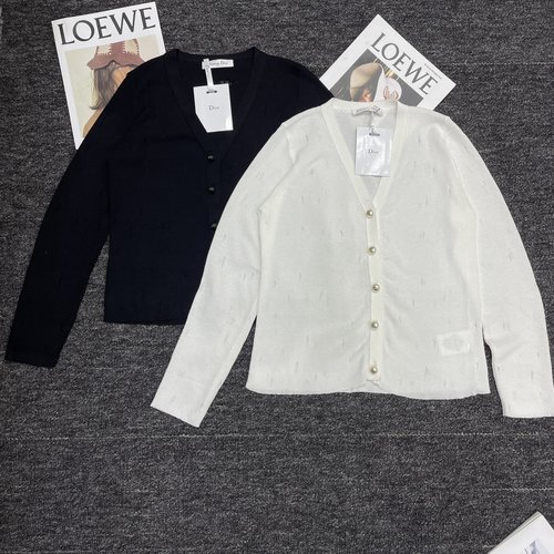 Dior Dior Hollow Pearl-button Cardigan: Elegant and Breathable