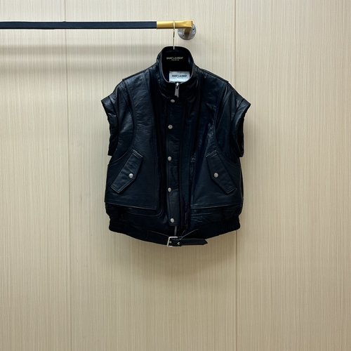Yves Saint Laurent Stylish Leather Garment Suitable as a Vest