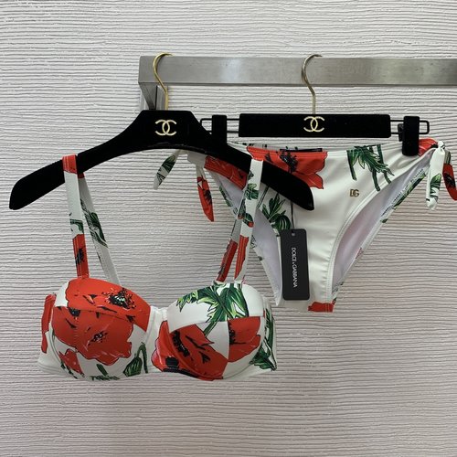 Dolce & Gabbana Floral Print Bikini Set with Structured Bra