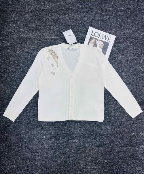 Dior Sparkling Dotted Diamond Pattern Open Cardigan